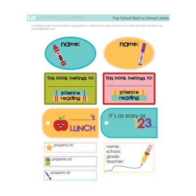 Pop School - Back to School Labels - PR