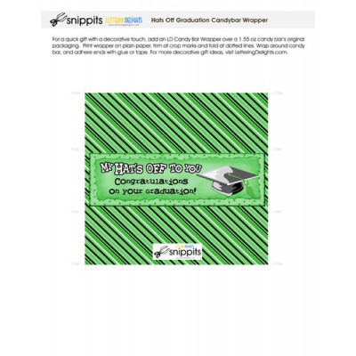 Hats Off Graduation Green Black White - Candy Bar Wrapper - PR