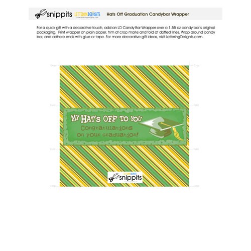 Hats Off Graduation Green Gold Candy Bar Wrapper PR