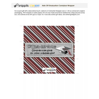 Hats Off Graduation Maroon Silver - Candy Bar Wrapper - PR