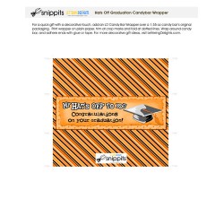 Hats Off Graduation Orange Black White - Candy Bar Wrapper - PR
