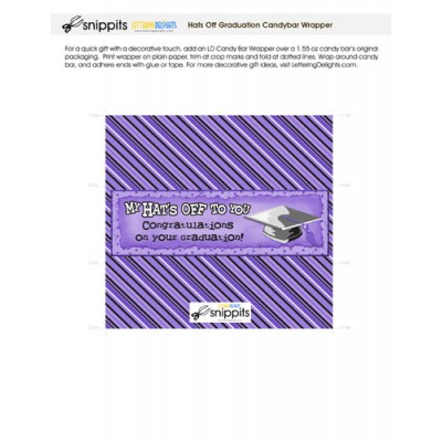 Hats Off Graduation Purple Black White - Candy Bar Wrapper - PR