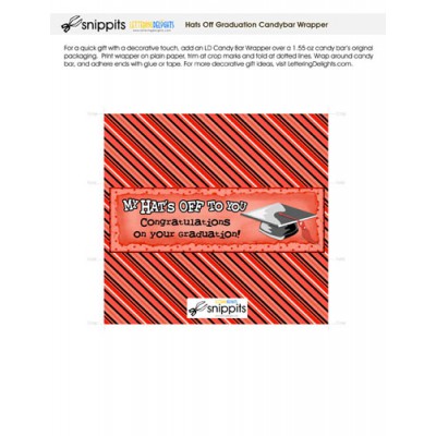 Hats Off Graduation Red Black White - Candy Bar Wrapper - PR