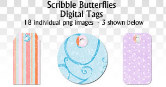 Scribble Butterflies Digital Tags