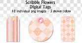 Scribble Flowers Digital Tags