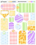 Baby Animal Squares Tags